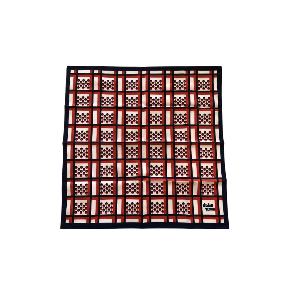 Checkered Scarf Red White Blue Lillian Vernon Mod Boselli Italy 19x20 Vintage